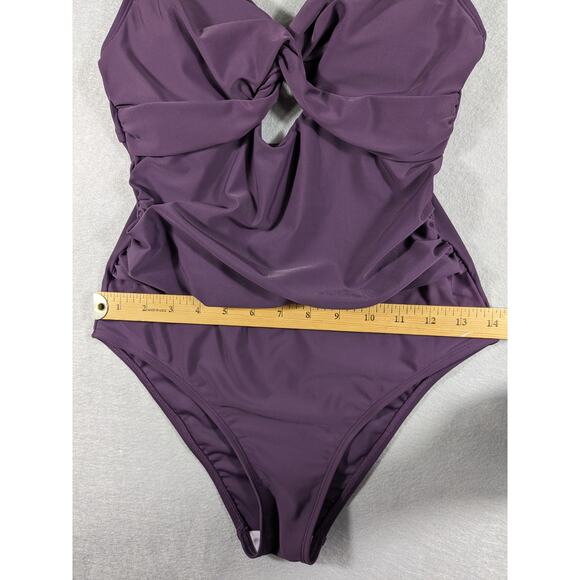 NWT Cupshe Swim Suit Women's Small Purple One Piece Ruched Adjustable Strap - Picture 4 of 12